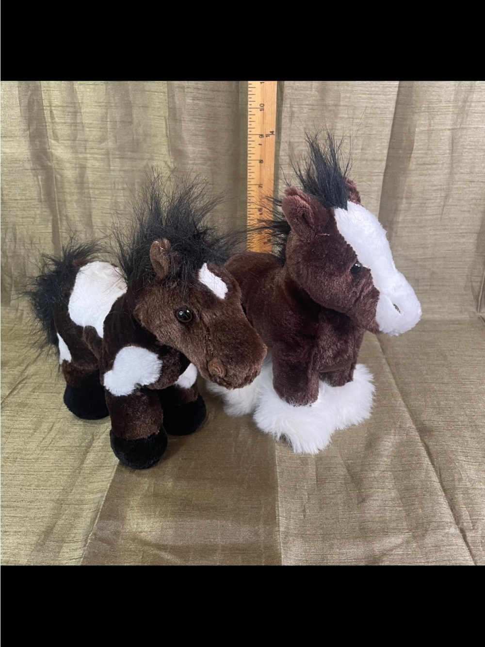 Lot of 2 Ganz Webkinz Clydesdale Horse Pinto Horse Plush Stuffed Animal NO CODE